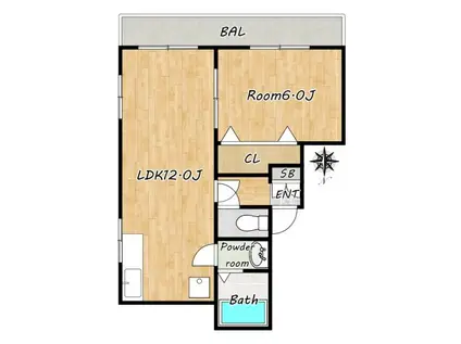 第3加島マンション(1LDK/2階)の間取り写真