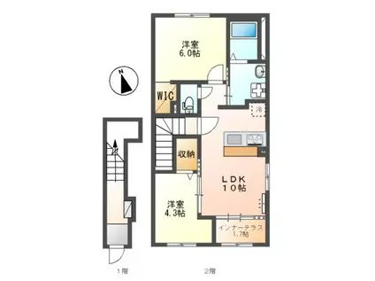 ノースグレイス(2LDK/2階)の間取り写真