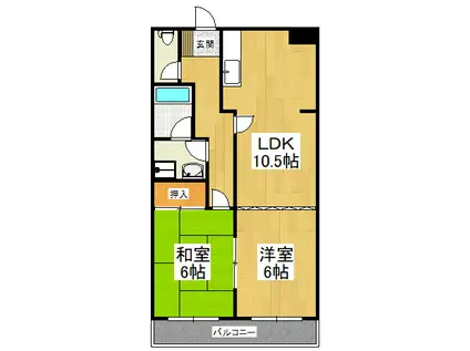 安田ビル(2LDK/6階)の間取り写真