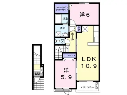 ミニョンIII(2LDK/2階)の間取り写真