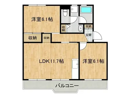 自由ヶ丘シティハウス(2LDK/2階)の間取り写真