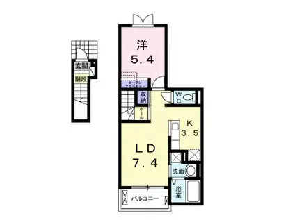 カメリア サザンカ(1LDK/2階)の間取り写真