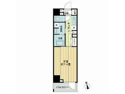 フレシア中目黒(1K/4階)の間取り写真