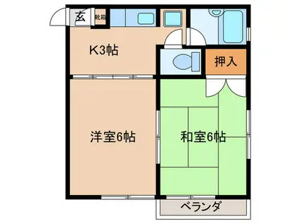 光ハイツ(2K/2階)の間取り写真