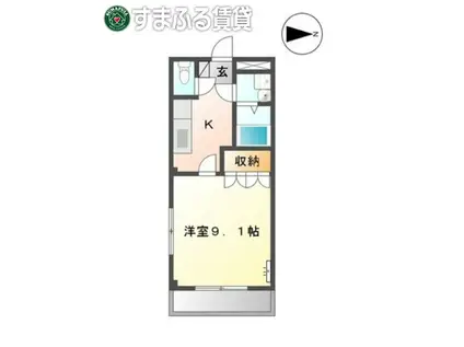 パークサイド(1K/2階)の間取り写真