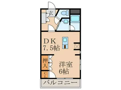 ぐりーんひる21 PARTII(1DK/7階)の間取り写真
