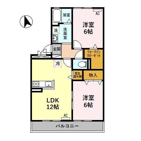 SOLEIL(2LDK/1階)の間取り写真