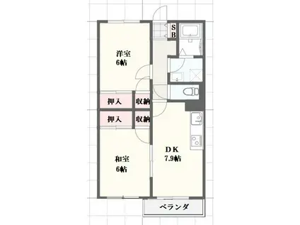 ビラタルミ(2DK/2階)の間取り写真