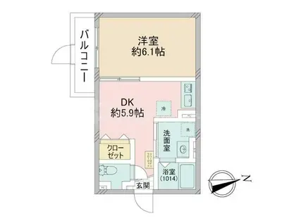 クロレ南流山VI(1DK/1階)の間取り写真