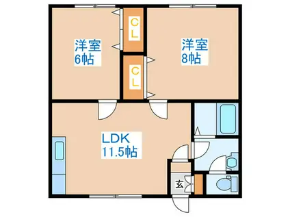 NO.3ミユキマンション(2LDK/2階)の間取り写真