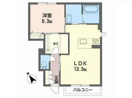シャーメゾンジェミニI(1LDK/1階)の間取り写真