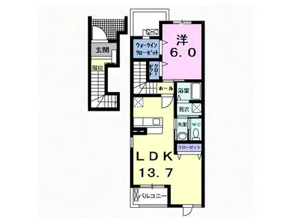ソレイユ 23(1LDK/2階)の間取り写真