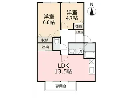 フォブールサンパ(2LDK/1階)の間取り写真