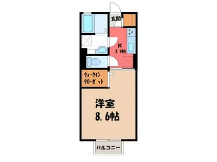 エクセレンテ丘里(1K/2階)の間取り写真