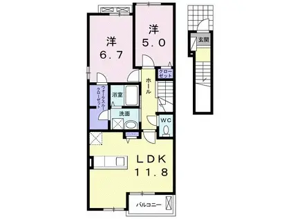 サンライズII(2LDK/2階)の間取り写真