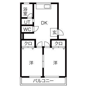 第1高杉マンション(2DK/4階)の間取り写真