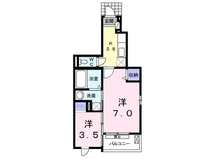 JR東北本線 矢幅駅 徒歩29分 3階建 築12年(1K/1階)の間取り写真