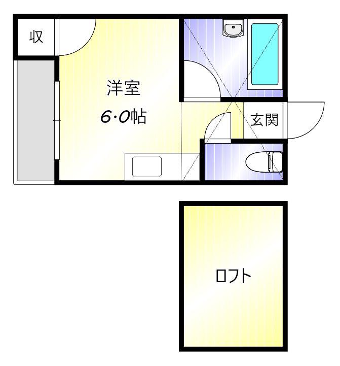 フローラルハイムII(ワンルーム/1階)の間取り写真