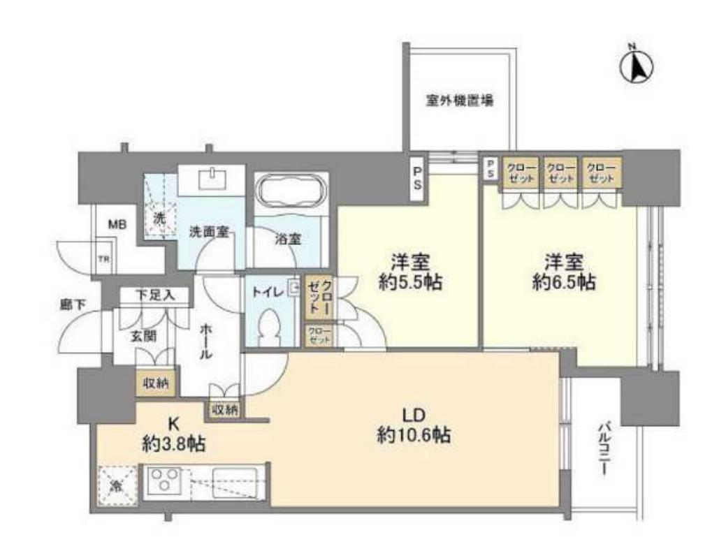 THE TOWERS DAIBA(2LDK/11階)の間取り写真