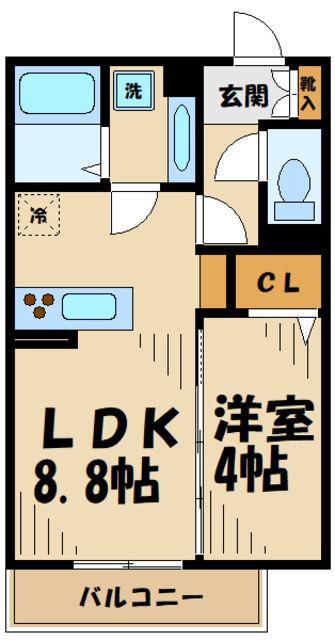 アベリア(1LDK/1階)の間取り写真