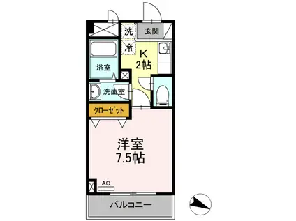 リブイル(1K/4階)の間取り写真