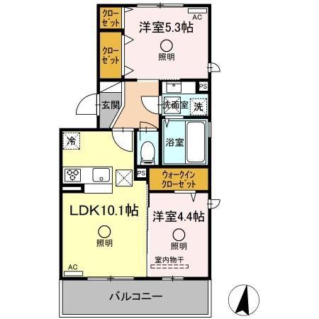 クレリア(2LDK/1階)の間取り写真