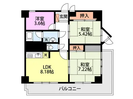 サニーアームス(3DK/4階)の間取り写真