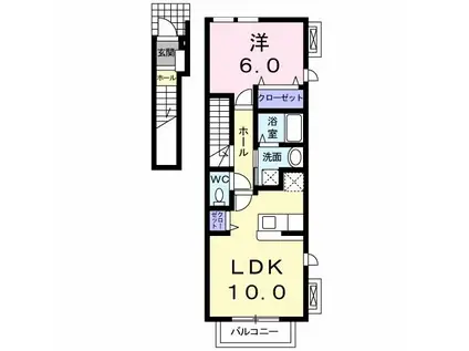 メゾンSAKAKI(1LDK/2階)の間取り写真