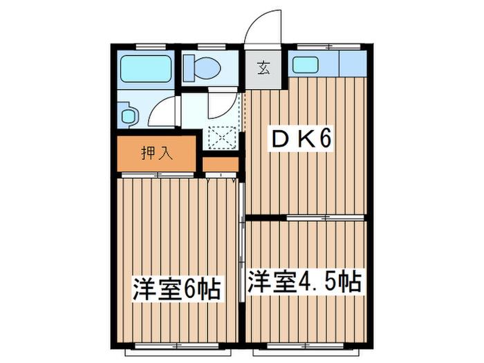 北鎌倉グリーンハイツ(2DK/1階)の間取り写真