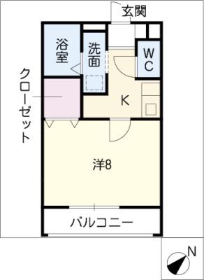アンプルールリーブルルーアン(1K/1階)の間取り写真