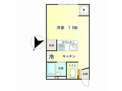 OLIVE(ワンルーム/1階)の間取り写真