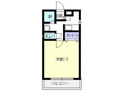 旭ガーデンコーポ(1K/3階)の間取り写真