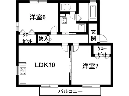 ルミエール水広下A棟(2LDK/1階)の間取り写真