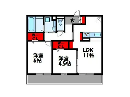 ココティエ(2LDK/1階)の間取り写真