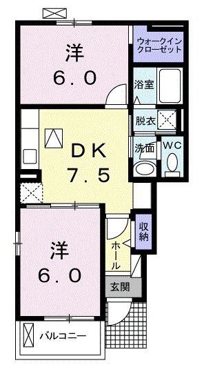 シティ クレメント(2DK/1階)の間取り写真