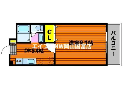 リオ西川原(1DK/3階)の間取り写真