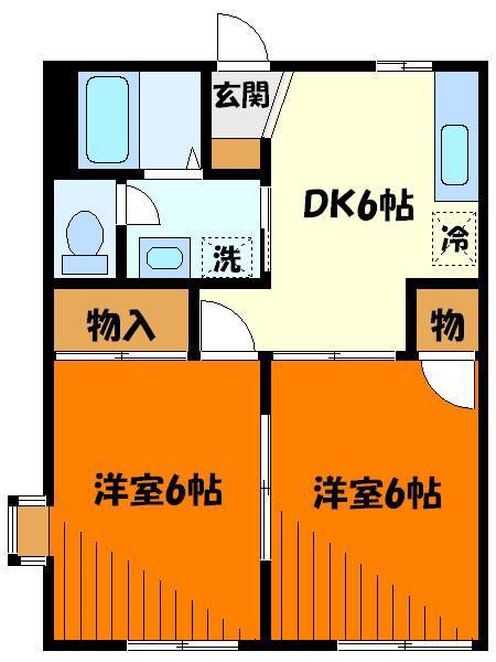 フレグランス戸吹(2DK/2階)の間取り写真