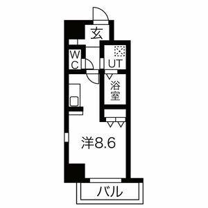 オンリーワン灘南通(ワンルーム/8階)の間取り写真