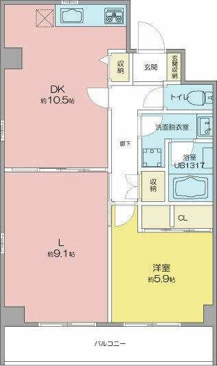 エミナンス汐路(2LDK/2階)の間取り写真
