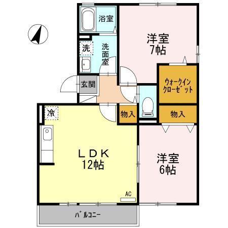 クレール友松(2LDK/2階)の間取り写真