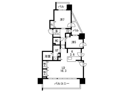 プレミスト札幌ステーションアクシス アクアサイド(2LDK/14階)の間取り写真