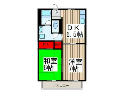 ディアコート1(2DK/2階)の間取り写真