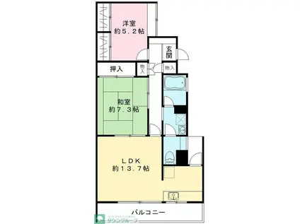 フォレスト上野毛(2LDK/3階)の間取り写真