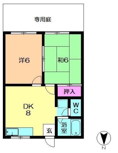 藤松ハイツ(2DK/1階)の間取り写真