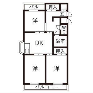 エクセル丸和(3DK/2階)の間取り写真