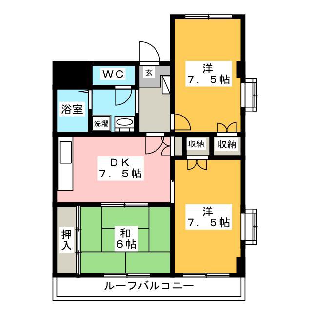 つるやコーポ(3DK/3階)の間取り写真