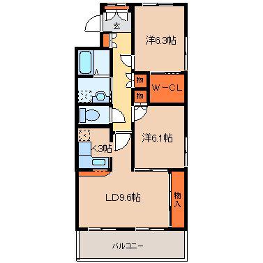 オーブドゥ長山(2SLDK/1階)の間取り写真