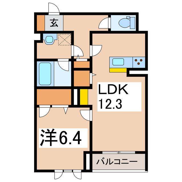 ウィステリア(1LDK/1階)の間取り写真