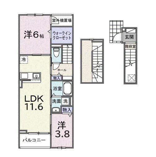 ミルト ブリッサ 大原(2LDK/3階)の間取り写真