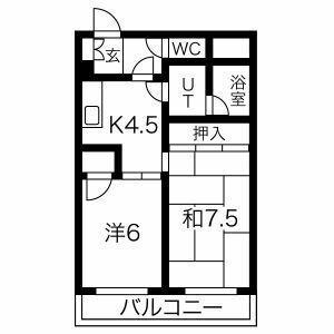 フラット内山(2K/1階)の間取り写真